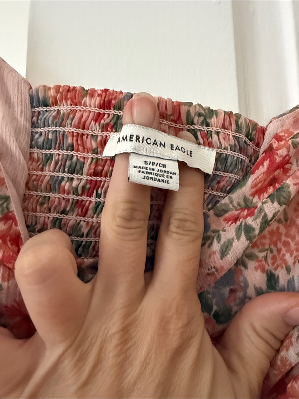 American Eagle Outfitters Floral Sheer Peasant Blouse - Pink, Blue - Picture 2 of 3